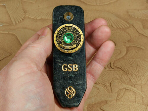 MagicStone Odyssey heat-don't-burn cannabis instrument soapstone with custom engraving personalization and gemstone coin